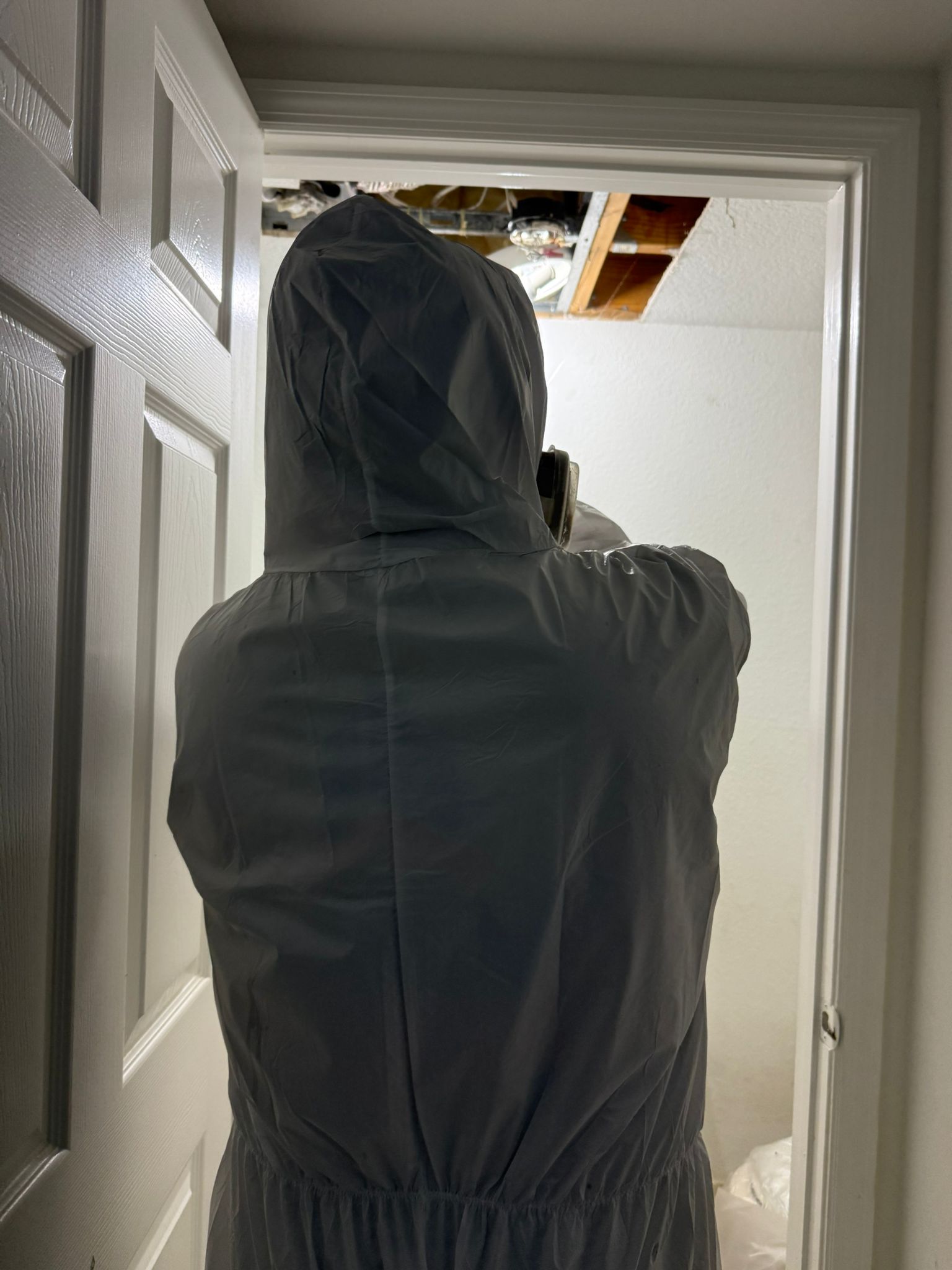 Technicians performing fire damage cleanup