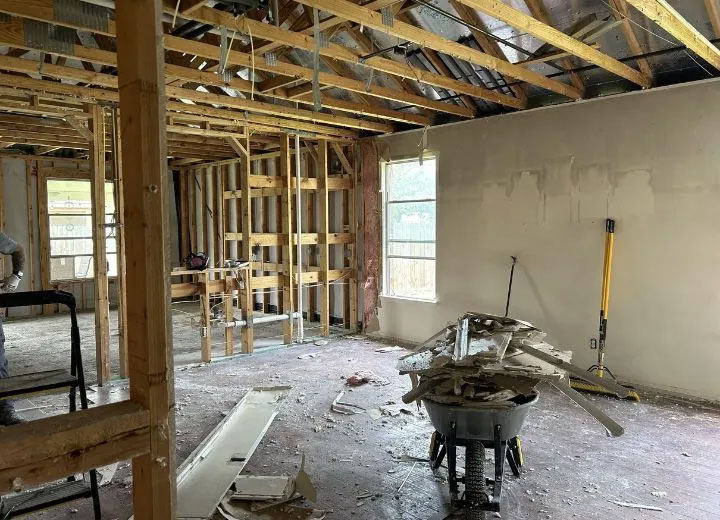 Removal of soot and damaged materials after a fire